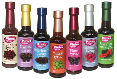 Pinks Syrups, natural fruit syrups made in Milton Keynes, England